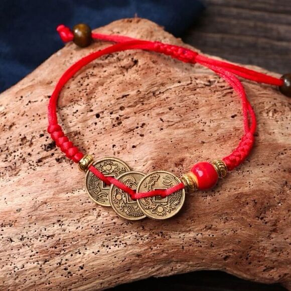 5/$25 Chinese Coin Red String Bracelet - Picture 2 of 4